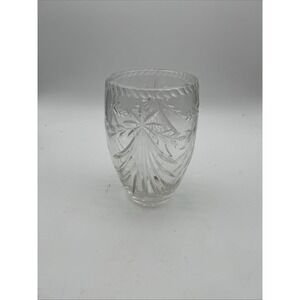 Vtg Crystal Clear Industries "Atrium" Vase 9"T 24% Lead Crystal Starburst Design